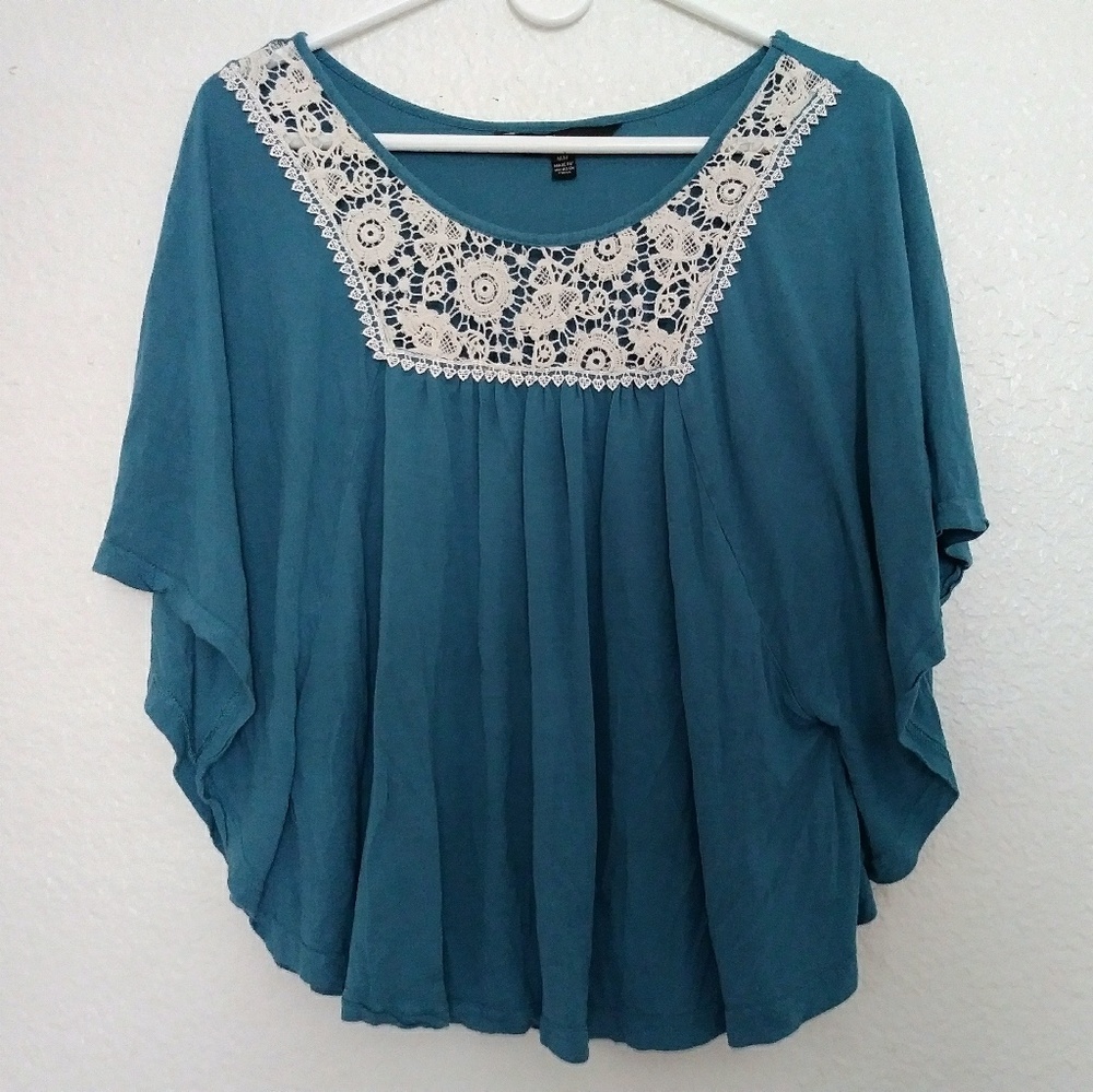 lace trim poncho like shirt